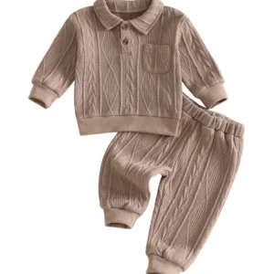 Outfit Solid Long Sleeve Lapel Color Long Toddler With-Pants Fall Outfit