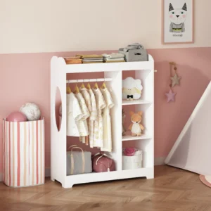 Kids Dress Up Storage with Mirror and Hooks.